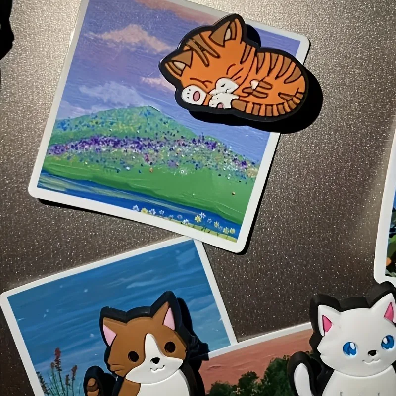 5Pcs Cute Cat Fridge Magnets, for Fridge, Whiteboard and Dishwasher. Perfect Kitchen Decor and Valentine Gifts