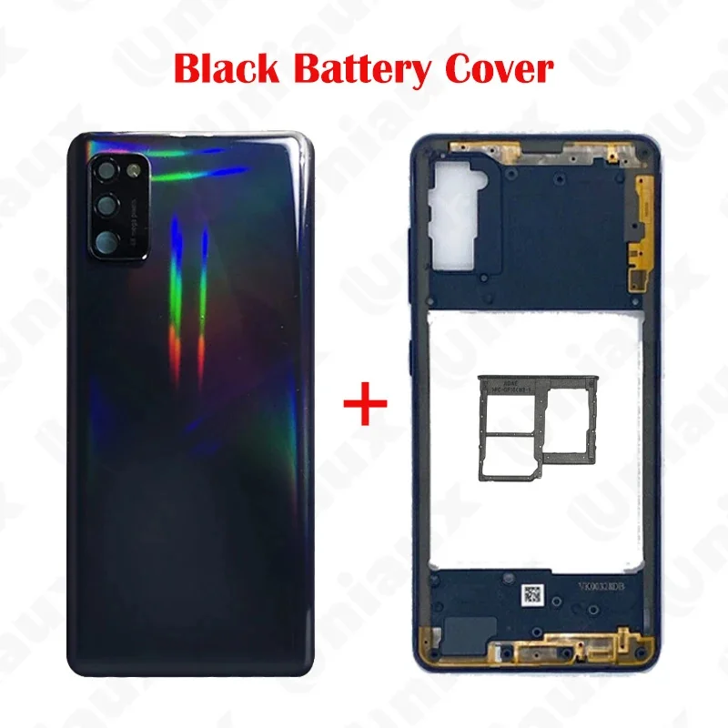 AAA для Samsung Galaxy A41 2020 A415F, средняя рамка, пластиковая задняя крышка батарейного отсека, задняя дверь с клеем для объектива