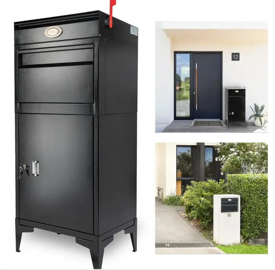 LARGE PACKAGE DELIVERY BOXES FOR OUTSIDE EXTRA LARGE MAILBOX FOR PARCEL, ALLOY STEEL POST BOX, WALL MOUNTED LOCKABLE