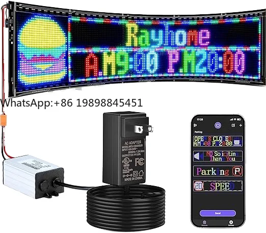 

14.6''x3.6'' Flexible USB 5V LED Sign Programmable Bluetooth App Control Display for Car Custom Text Pattern LED Display