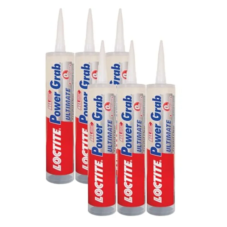 

Power Grab Ultimate Crystal Clear Construction Adhesive 9 fl oz Cartridge - Versatile Construction Glue for Glass Wood Metal an