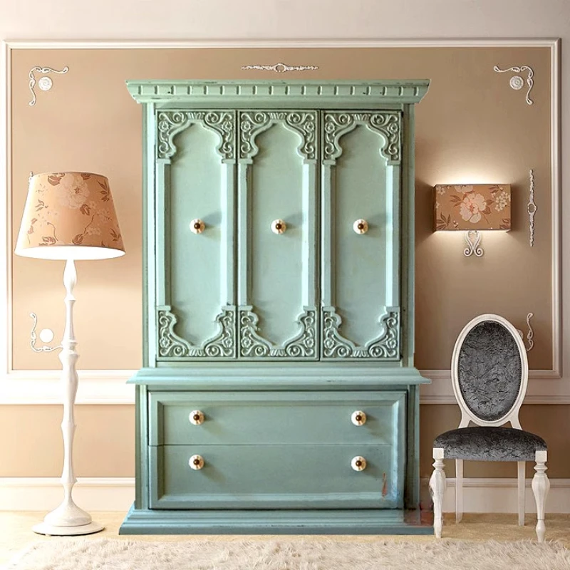 

French Country Wooden Wardrobe American European Girls Organizer Bedroom Wardrobe Storage Locker Guarda Roupas Furniture Home