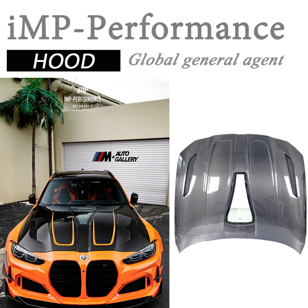 

Car Accessories Carbon Fiber iMP Performance Style Hood Bonnet Fit For 2021-2023 BMW G80 M3 G82 G83 M4 Hood w/ Glass Cover