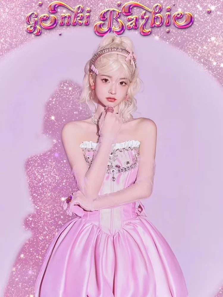 

Fashionable Pink Dopaamine Theme Photography Clothes American Sweetheart Birthday Art Photo Shooting Young Girls