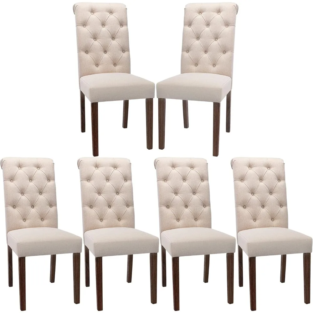 

Button Tufted Dining Chairs Set of 4 Parsons Upholstered Fabric Dining Room Chairs Kitchen Chairs with Wood Legs and Padded Seat