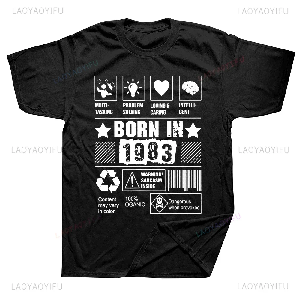 Born in 1983 Multitasking Problem Solving Printed Tee Fashion Casual Streetwear Hip-hop Hipster Loose O-neck Hot Sale Top Tshirt