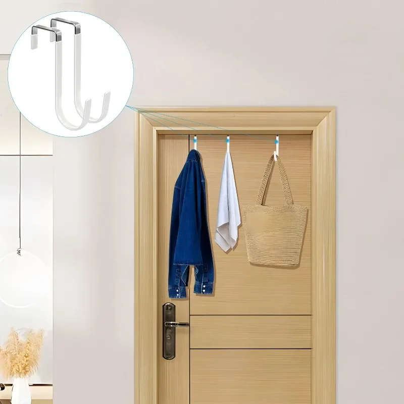 Metal S-shaped Hook Stainless Steel Non-punch Kitchen Bathroom Cabinet Door Hooks Coat Towels Storage Hanger Holders Organizer