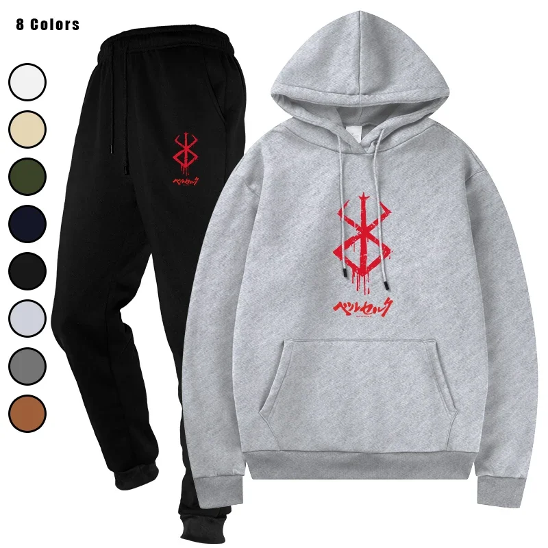 

Men Tracksuit 2 Pieces Sets Hooded Drawstring Pants Male Hoodies Running Sportswear Autumn Sportwear