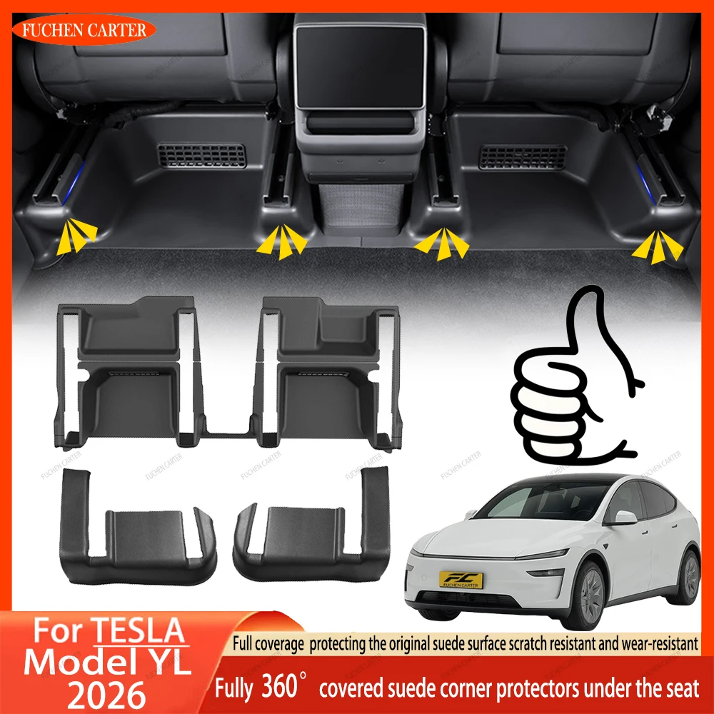 

2 4 6 Pcs For Tesla Model YL TPE Under Seat Corner Guard Seat Slide Rails Protector Cover Anti-Kick Decor Flocking Accessories