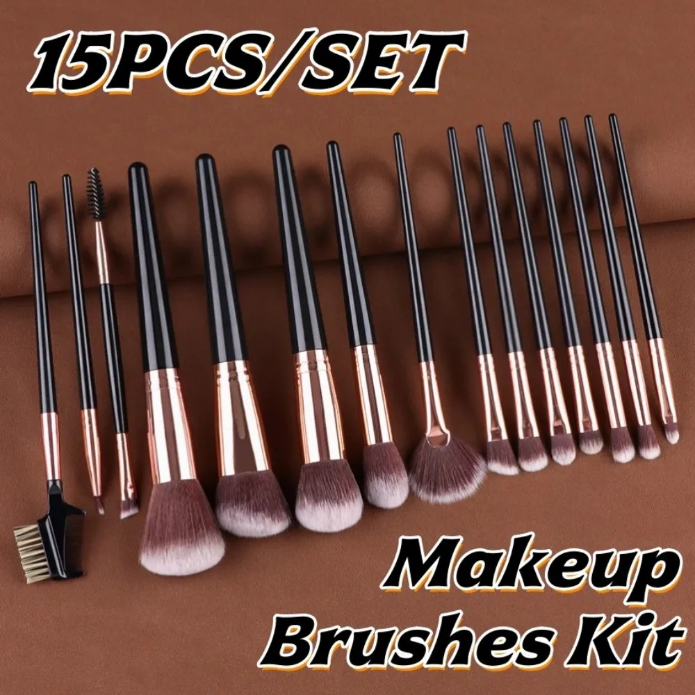 15pcs/set Make Up Tool Makeup Brushes Kit Cosmetics Face Bronzer Liner Brow Brush Beauty Contour Eyebrow Brush Lady