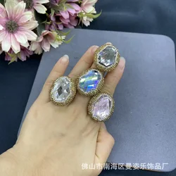 New Crystal Colorful Cut Penguin Live Ring 18K Real Gold Electroplating Color Retaining Export Jewelry