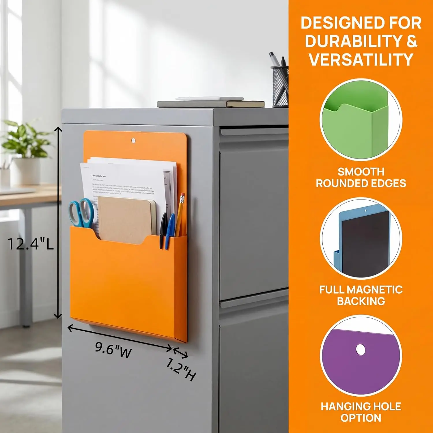 Magnetic Mounting File Box for Office Wall Mounted Strong Magnet Storage for Documents Files Folders Space-Saving Organizer