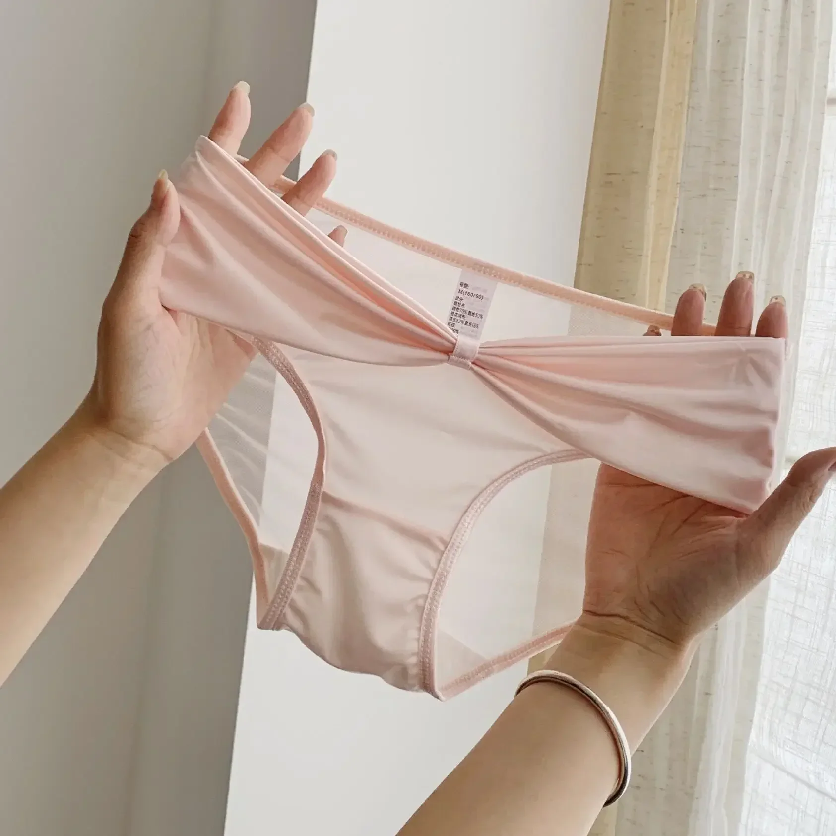 Summer Thin Satin Underwear for Girls Pure Cotton Crotch Mid Waist Comfortable…