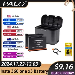 PALO Insta360 X3 Insta360 ONEX3 Battery 1800mAh is360 X3 Battery+2 Card Slot Charger For IS360X3B Battery IS360 One X3 Batteries