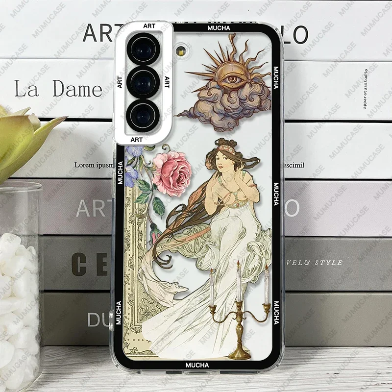 Case For Samsung Galaxy S24 S20 S21 S22 S23 A13 A21s A32 A33 A50 A52 A53 A73 A54 A14 Soft Cover Alphonse Mucha Art