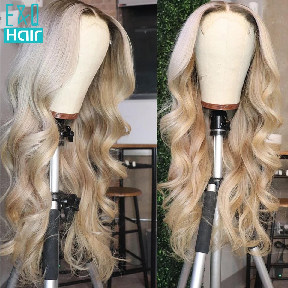 

Ash Blonde Body Wave Colored Human Hair Wigs For Women Highlight Loose Deep Wave Frontal Wig Transparent Brazilian Remy Hair