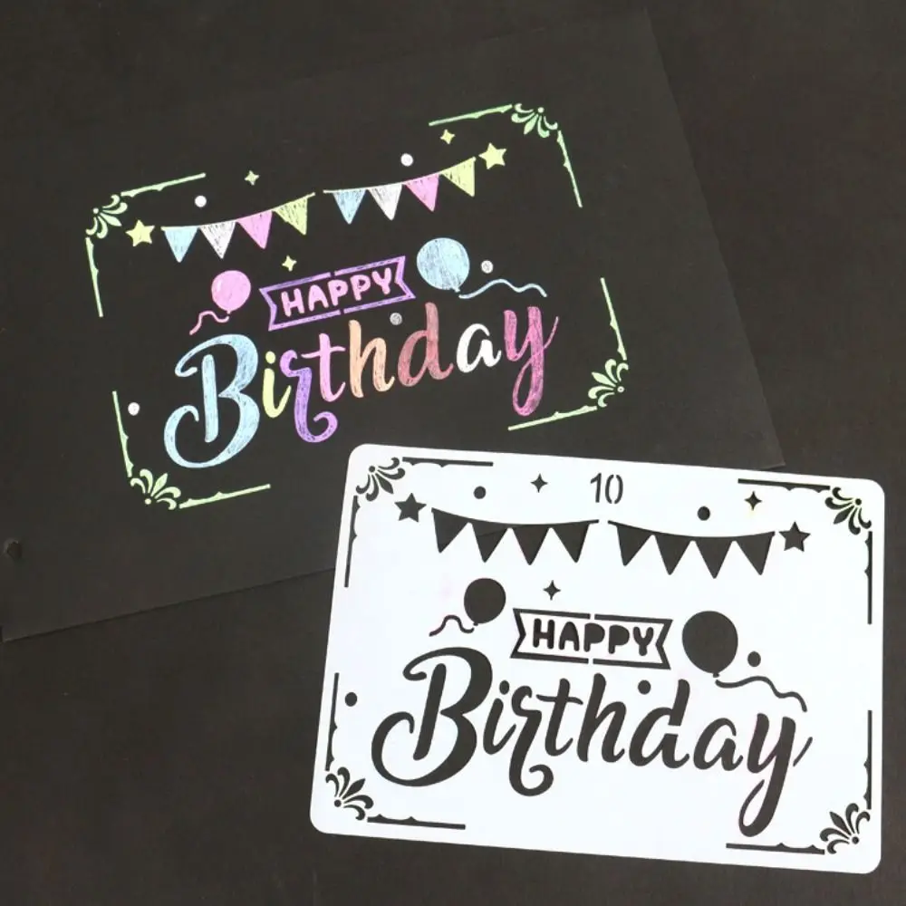 Diverse Happy Birthday Card DIY Reusable Hollow Out DIY Drafting Card Tools Convenient Graffiti Accessories