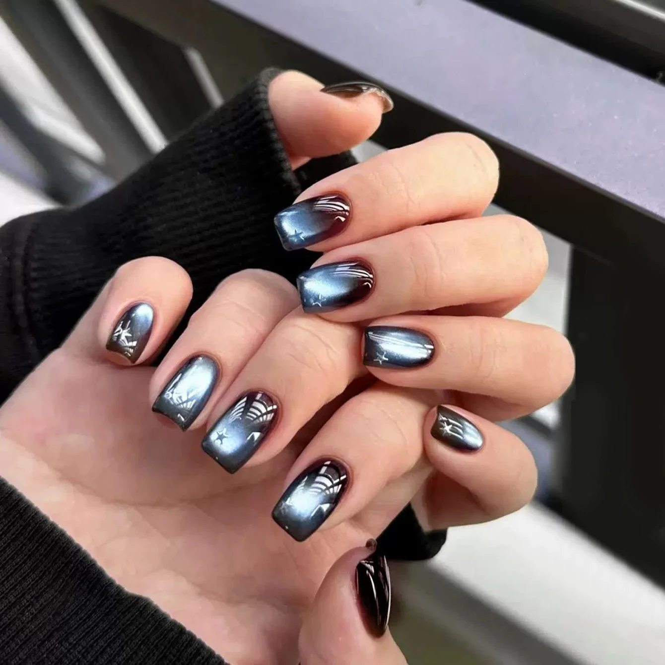 10ML 1PCS Blue Light Brown Glass Bead Magnetic Cat Eye Glue on Nails Winter Autumn Hot Selling Nail Art Christmas Nails