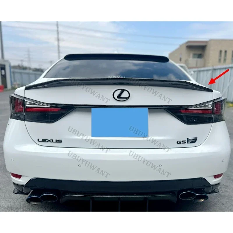 CARBON FIBER For LEXUS GS 350 300 450 13-16 Car Rear Spoiler Splitter Glossy Black Rear Trunk Lip Cap Wing - view 6