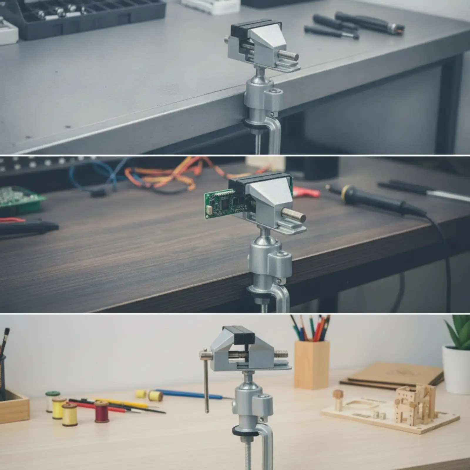 Sturdy Rotary Drill Vise Aluminum Alloy Bench Vise with Surface Protection Pads for Versatile Workpiece Holding