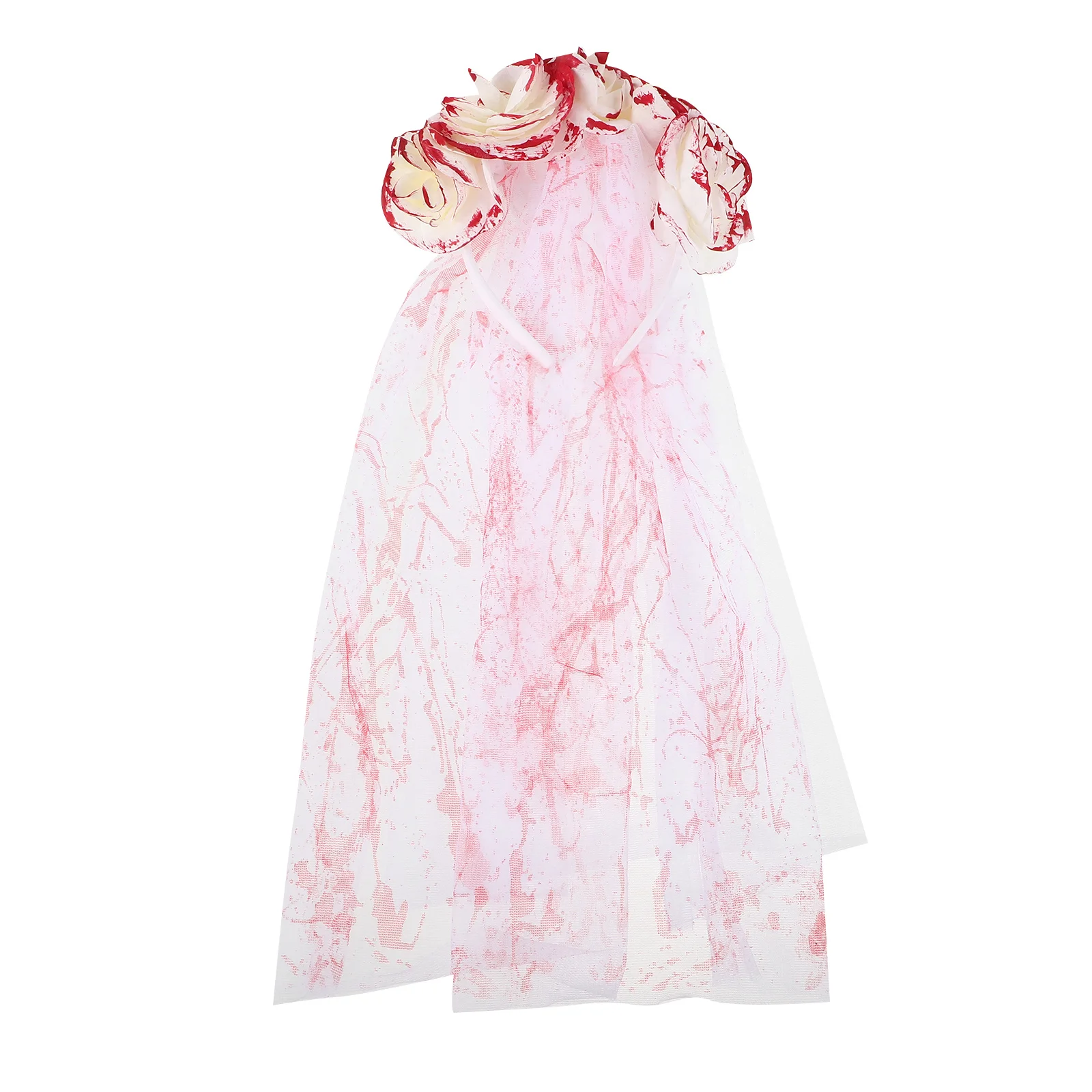 Fascia per capelli con velo da sposa fantasma Accessorio per Halloween Giorno del costume Copricapo in rete con corona floreale