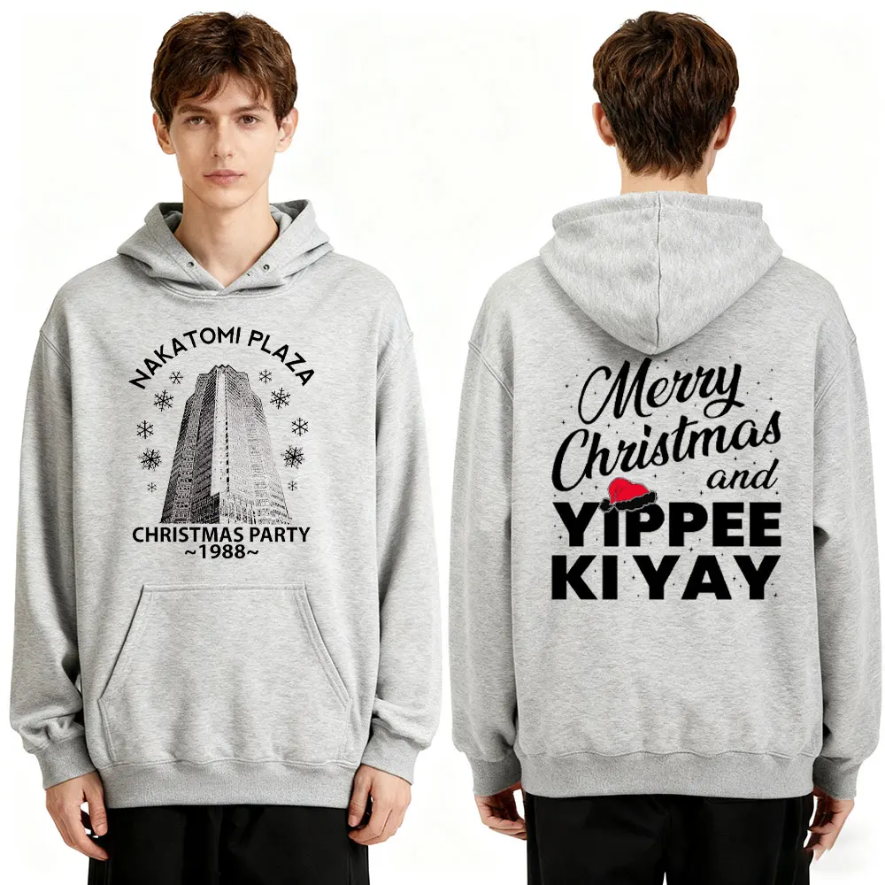 حفلة عيد الميلاد 1988 الكلاسيكية McClane يموت الصلب القبيح عيد الميلاد هوديي الرجال هوديس البرية بوبي ناكاتومي بلازا Crewneck البلوز