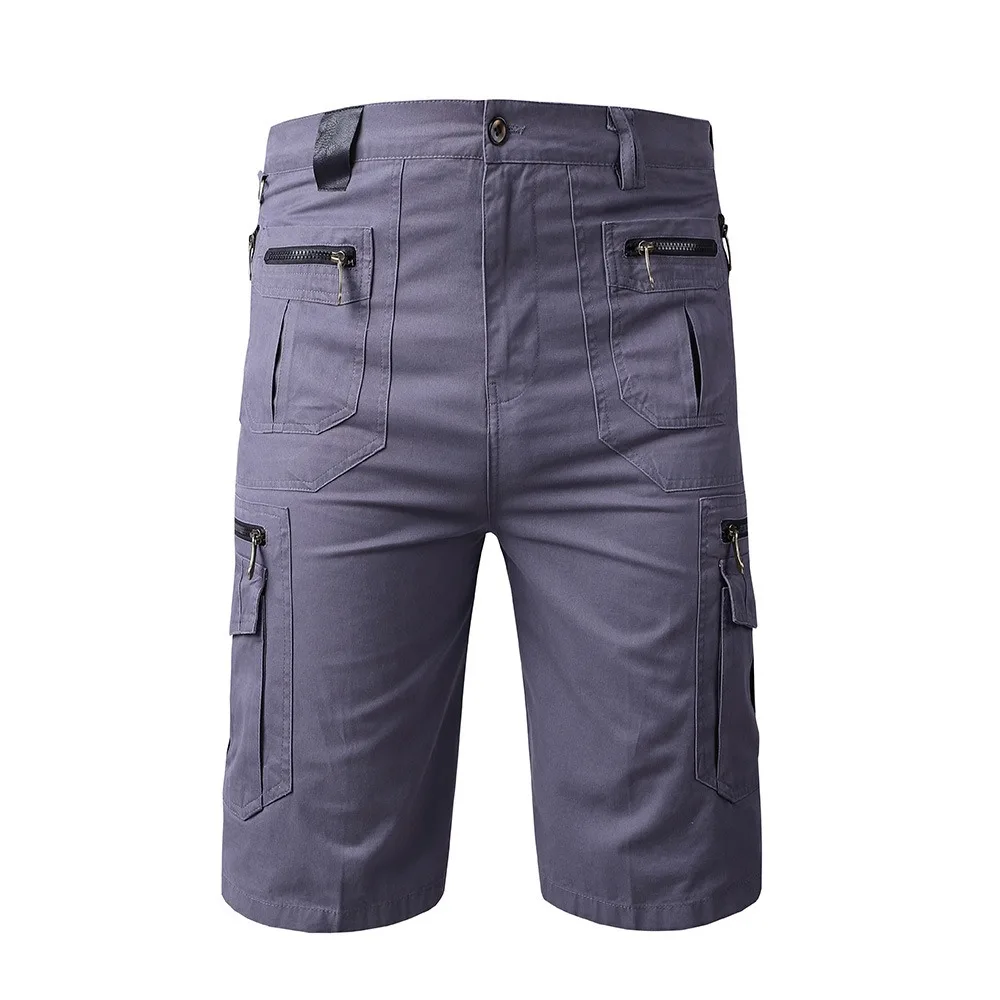 

Plus Size 5XL Knee Length Cargo Shorts Men Summer Cotton Multi Pockets Casual Work Breeches Cropped Shorts Military Cargo Shorts