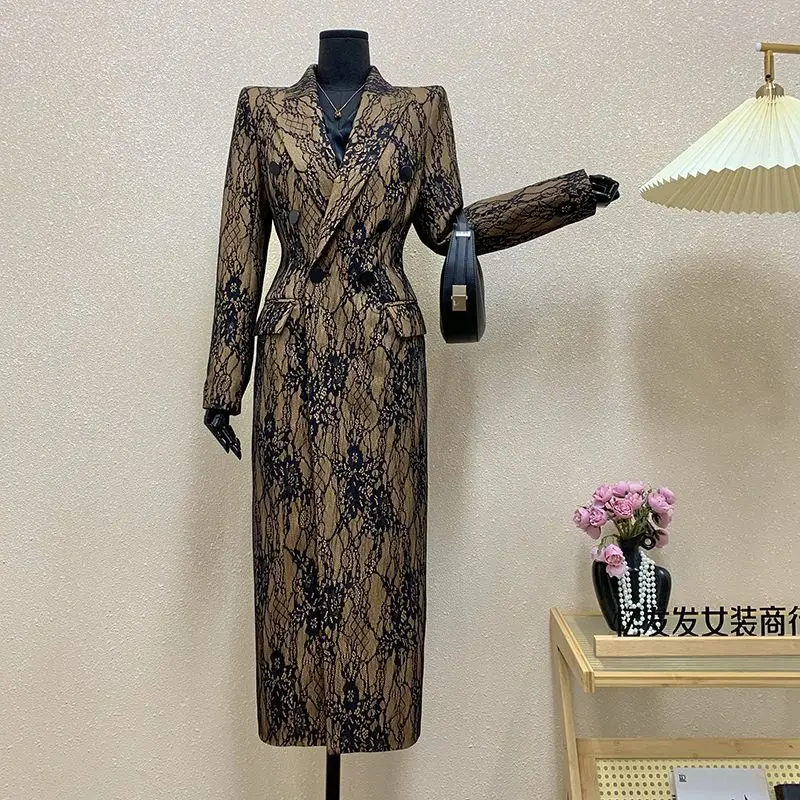 الفاخرة عالية الجودة سليم خندق معطف المرأة سترة واقية طويلة تصميم الراقية مكتب سترة حريمي بأكمام طويلة معطف واقٍ من المطر #1