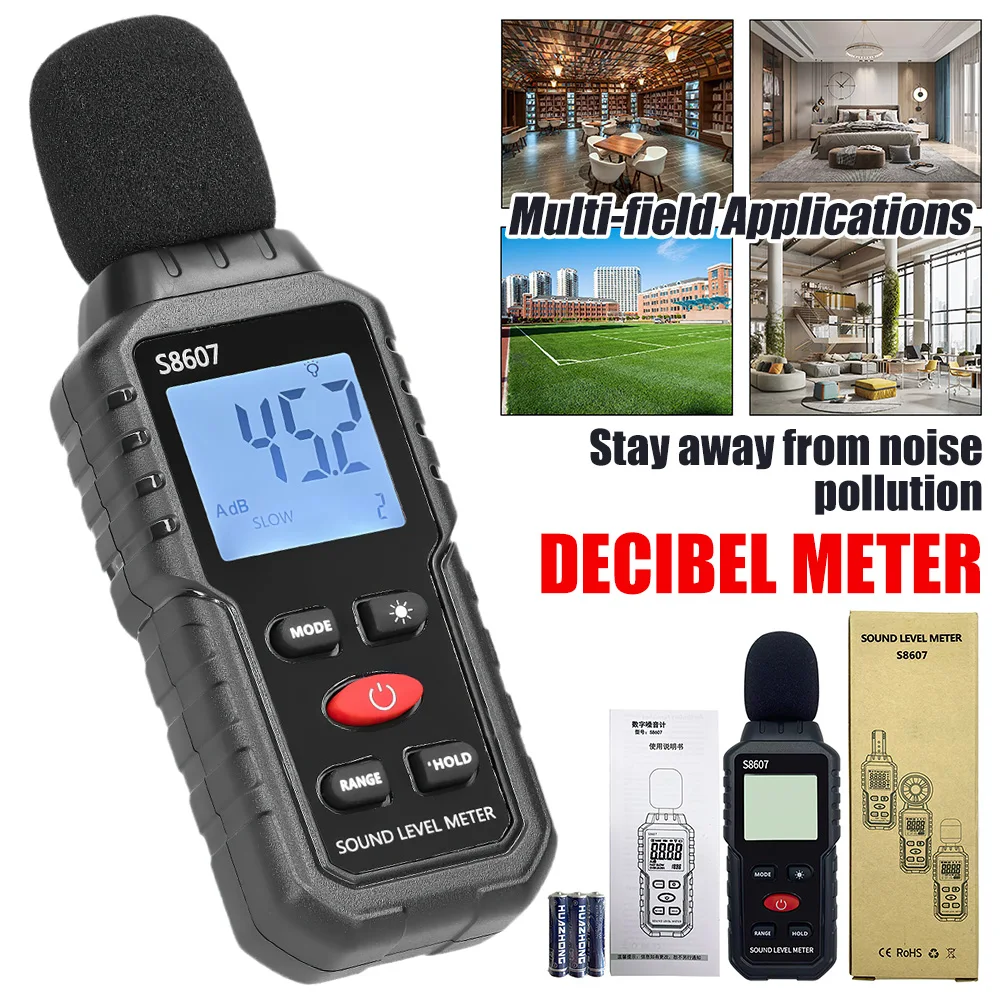 Digital Sound Level Indicator 30-130dB Decibel Meter Measuring Instruments Mini Sound Meter Noise Tester LCD Display Screen