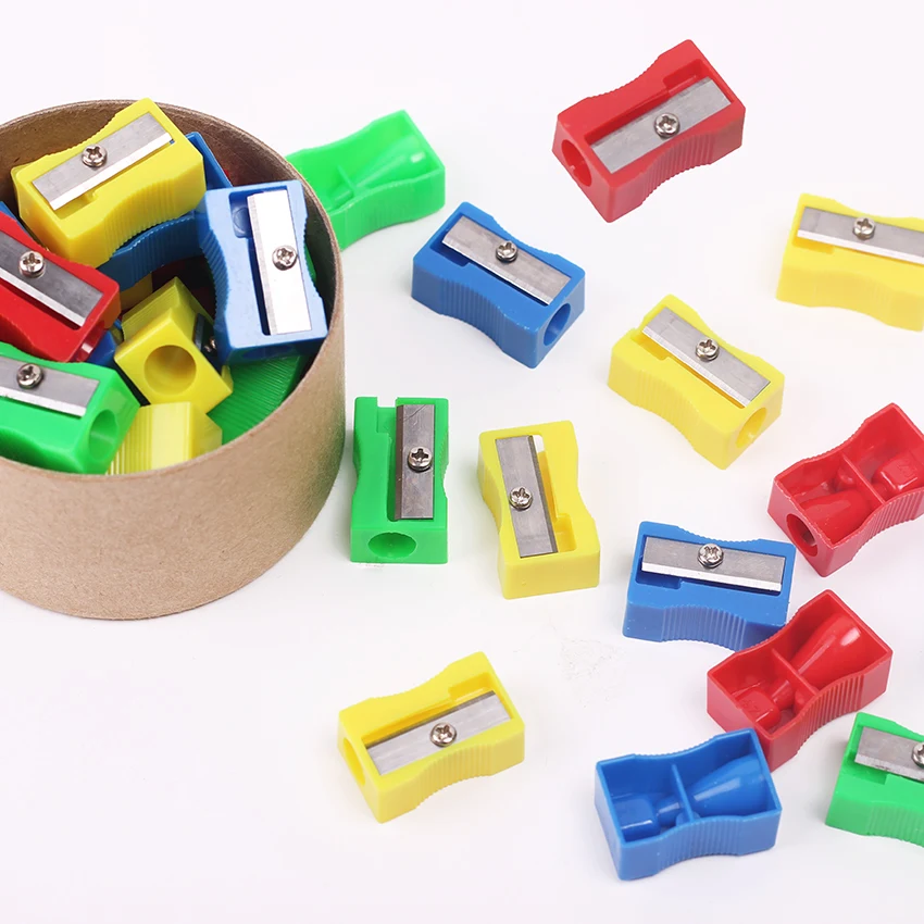 

60pcs Plastic Mixed Colors Mini Pencil Sharpener Rectangle Cutter Knife Creative Cute School Prize Office Gift Stationery