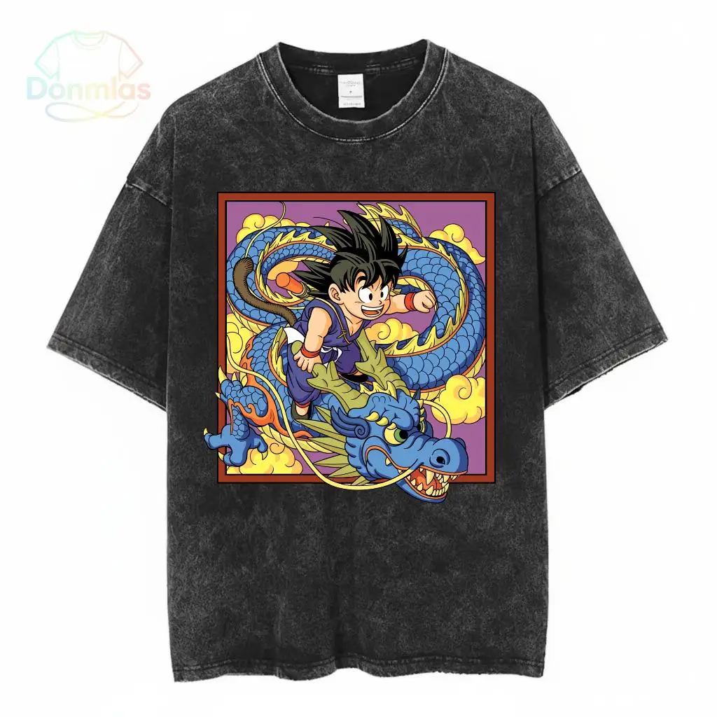 

Классическая футболка с принтом Dragon Ball для мужчин, в стиле ретро, с мультяшным рисунком, повседневная, свободного кроя, из хлопка, с коротким рукавом, в уличном стиле