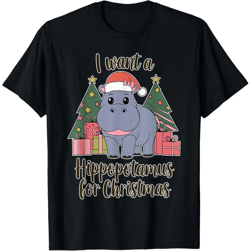 

I Want A Hippopotamus For Christmas Xmas Hippo for Kid Women T-Shirt