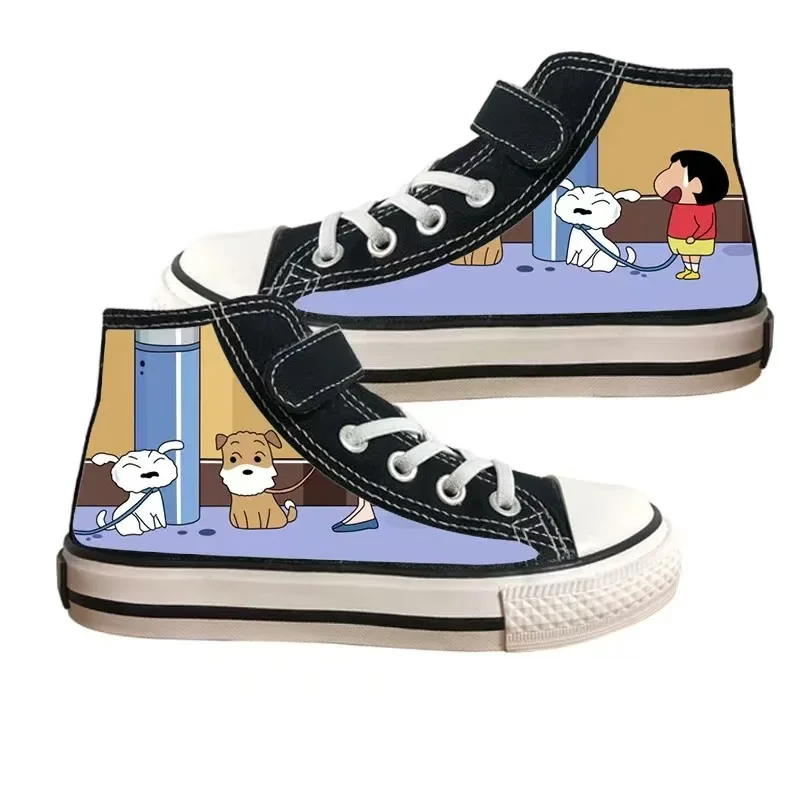 Crayon Shin-chan Real Photo pour enfants, chaussures de dessin animé pour enfants, chaussures de skate pour femmes, noir, petit, mode, livraison directe