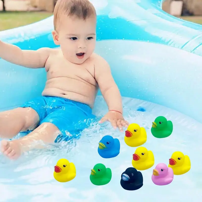 Jouets de bain de canard en caoutchouc pour bébé, mini DLIGHTSet, coloré, durable, flottant, mignon, douche, 20 pièces