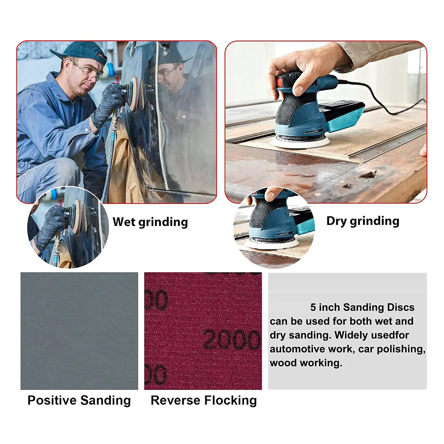 Inventory-30Pcs 5-Inch Sanding Disc Sets, Hook&Loop 5-Inch 8-Hole Combination (800/1000/1500/2000/3000/5000) Sandpaper Mix Silic