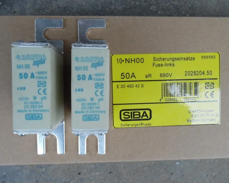 

Fuses: NH00 50A 690V 2028204 aR / NH000 63A 690V 2028204 / NH00 160A 690V 2028204 / NH000 100A 125A 690V 2028204 aR