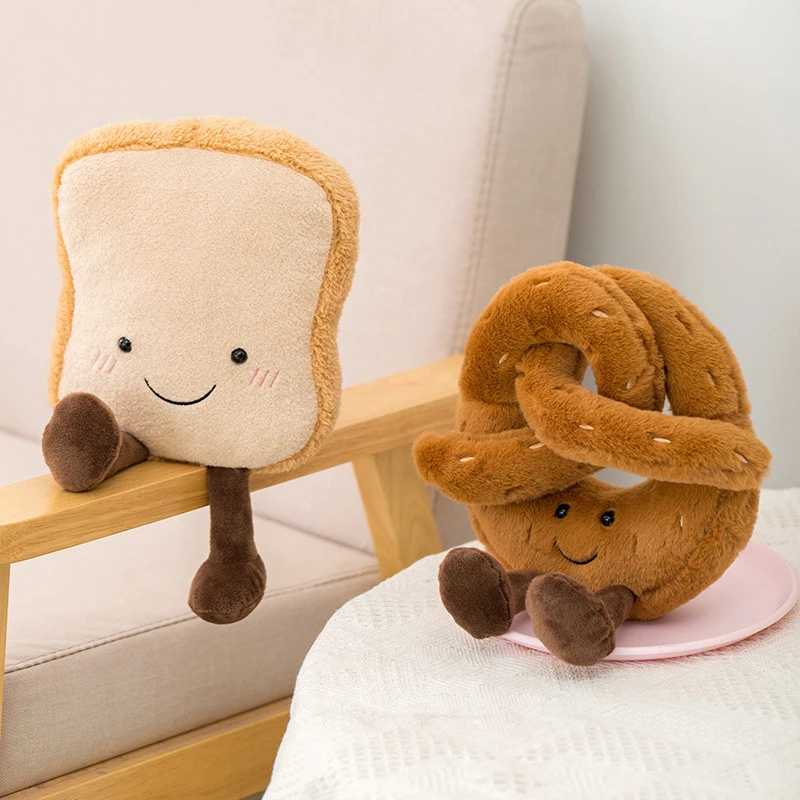 Soft Cartoon Food Pretzel Crossant Toast Bread Doll Plush Toy Stuffed Decor Doll For Girl Kid Birthday Gift