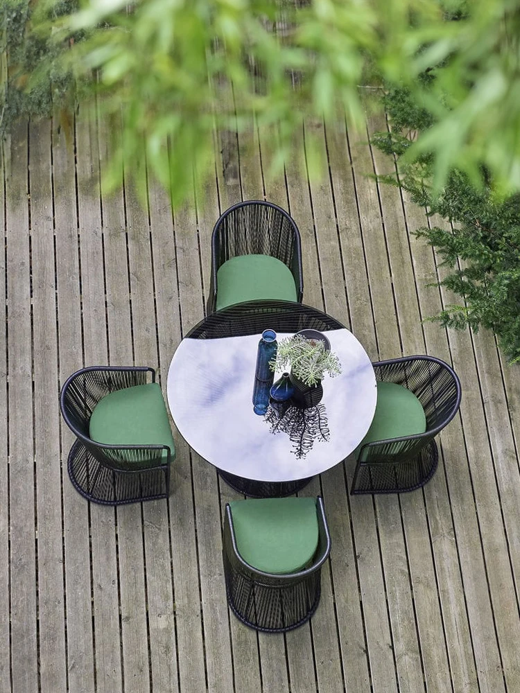 

Outdoor balcony tables and chairs three-five-piece courtyard garden open-air cafe milk tea shop leisure table and chairs coffee