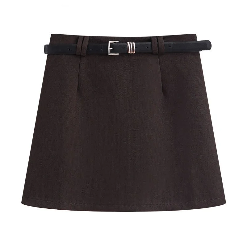 High End Fashion French Office Lady Knitted Short Skirt Y2k Simple With Belt Autumn Winter Women Jupe Harajuku Korean Punk Skirt