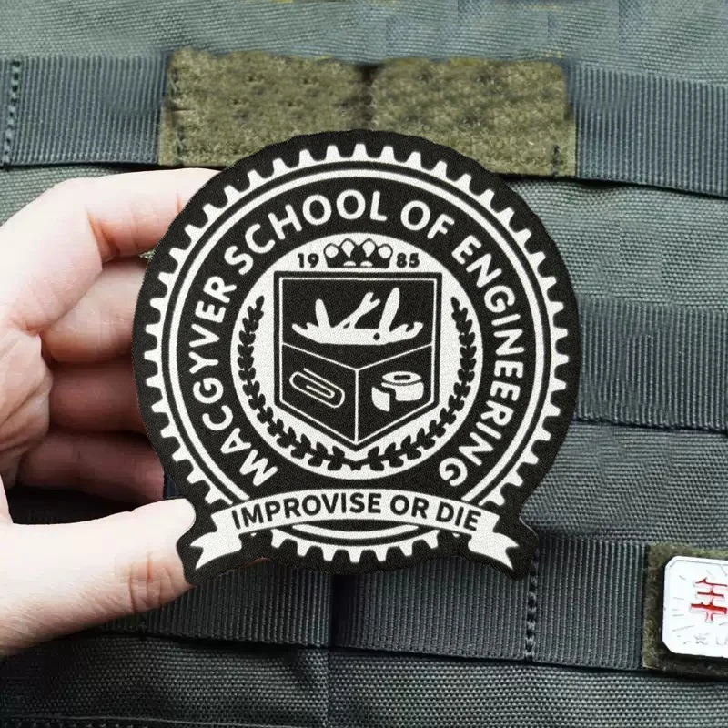 Macgyver escola de engenharia impressão remendo em roupas moral crachá tático braçadeira gancho loop militar remendos mochila adesivo