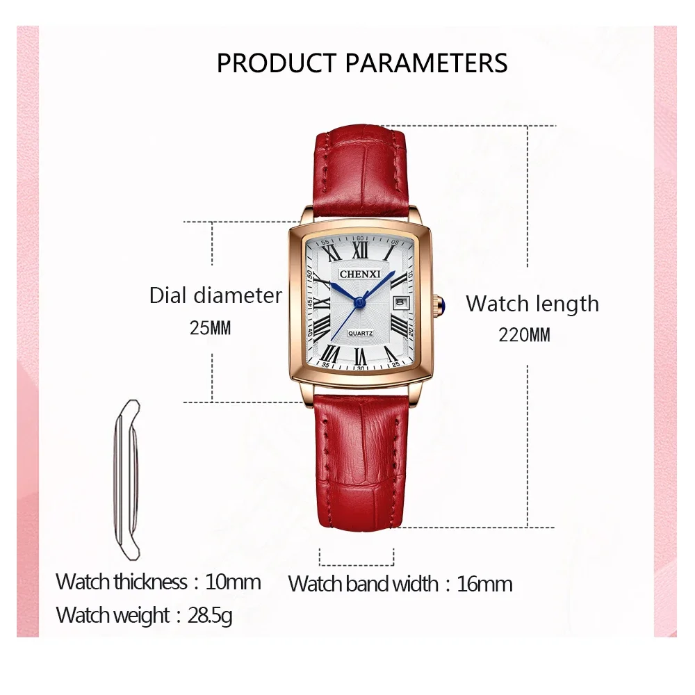 CX-079 Mode Femmes Montres Top Marque De Luxe Étanche Dames Cadran Carré Bracelet En Cuir Quartz Montre-Bracelet Casual Femme Horloge