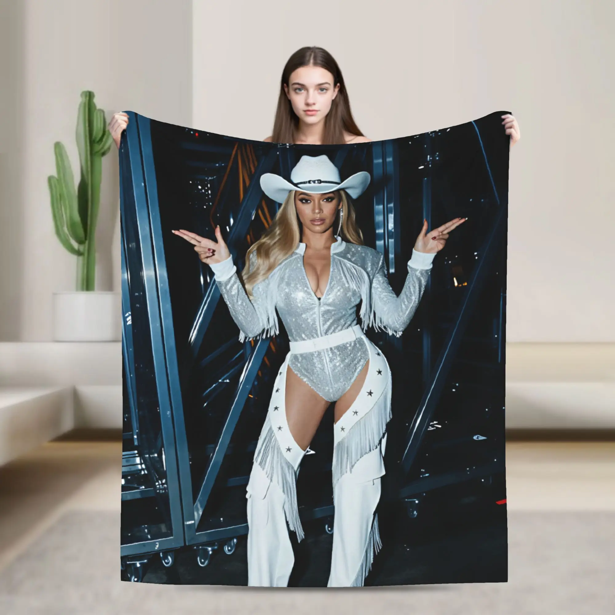 Pop Music Beyonce  Flannel Blanket Autumn  Soft Throw Blanket for Kids Living Room Graphic Bedspread Sofa Bed Cover