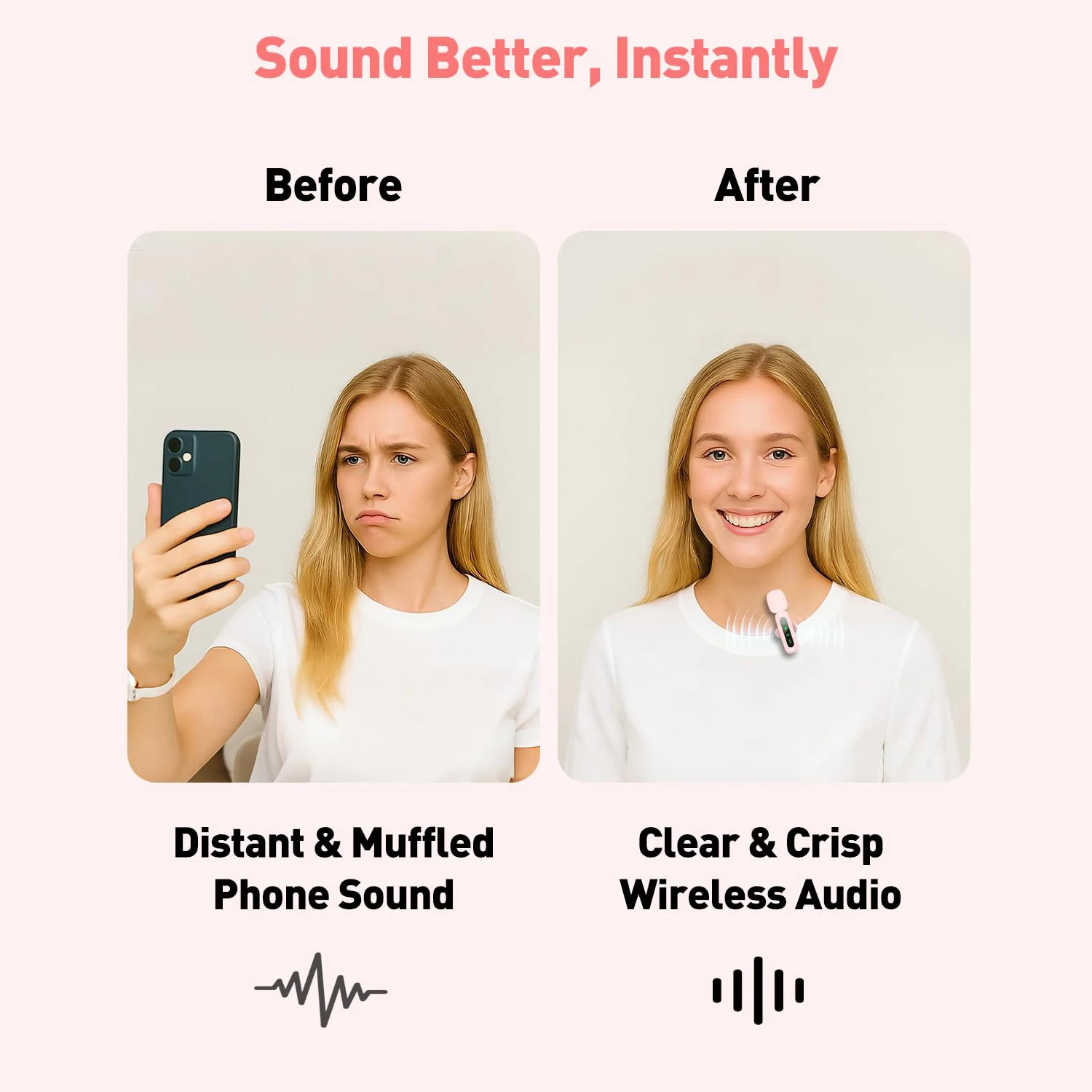 ميكروفون لاسلكي Lavalier لهاتف iPhone Android PC وتسجيل الصوت والفيديو وإلغاء الضوضاء ومشبك على ميكروفونات لـ Live Tiktok YouTube #3