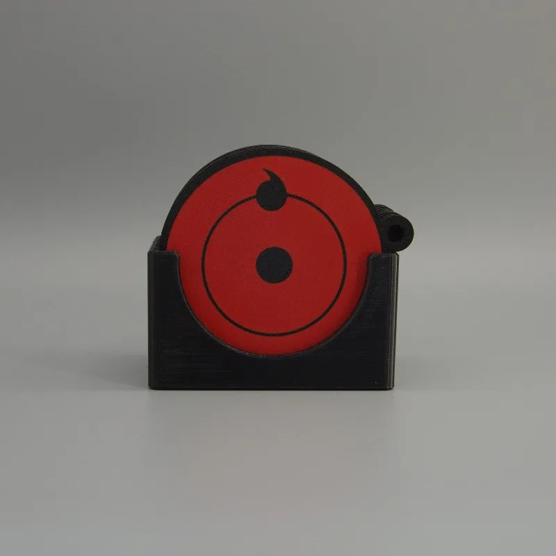 Naruto Sharingan Uchiha Sasuke Coasters Cup Holder Storage Box Anime Peripheral Silicone Coasters Hole Board Decorative Pendant