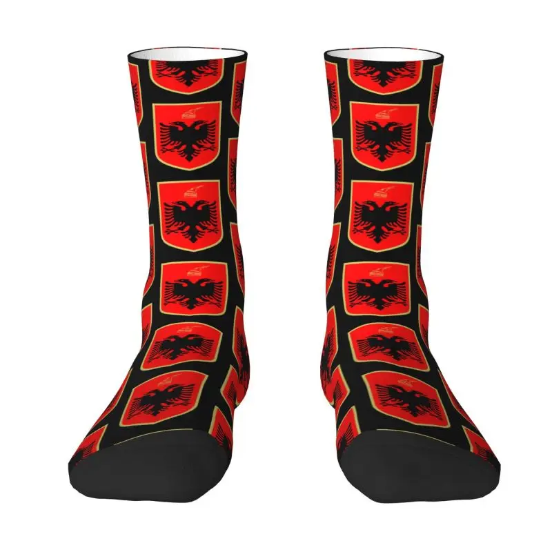 Emblem Of Albania Eagle Dress Socks Mens Womens Warm Fashion Albanian Patriotic Crew Socks