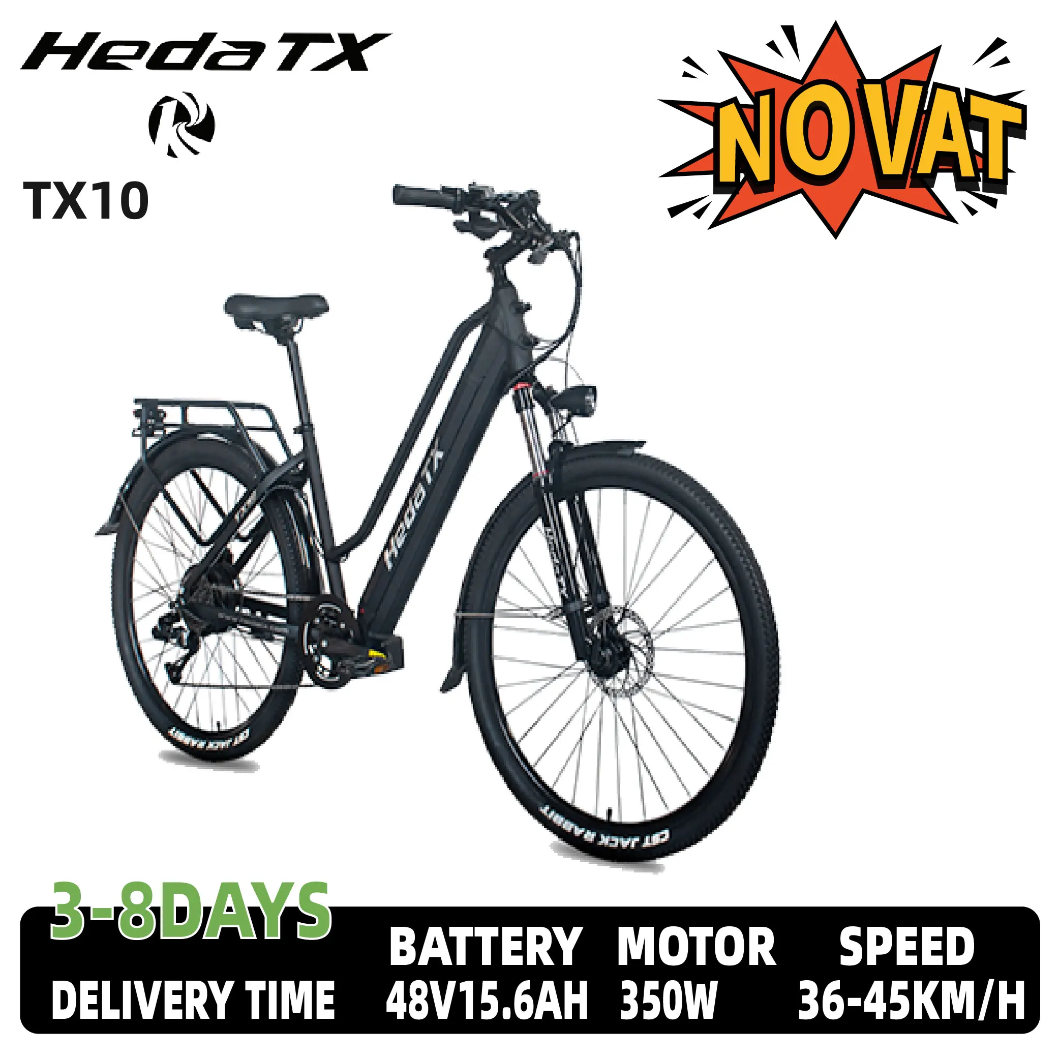 Hedatx TX10 Adulte : Le vélo électrique idéal pour les trajets quotidiens, 350W 48V 15.6Ah, cadre en alliage d'aluminium, pneus de 27,5 pouces.