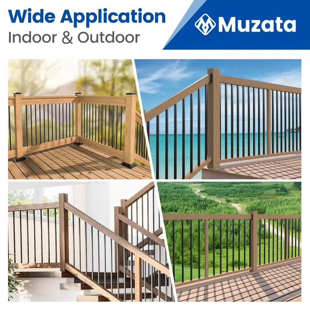 100 عبوة من الدرابزين المجوف من الألومنيوم الأسود مقاس 36 بوصة لمغزل الدرج والسلالم والشرفة بقطر 3/4 بوصة #5