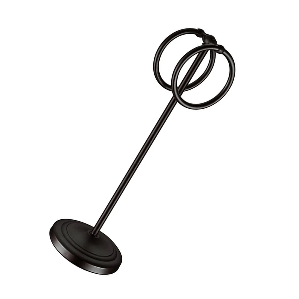 1Pcs Stainless Steel Bathroom Towel Rack Floor Standing Double Rings Storage Shelf Desktop Holder Non Slip Stable