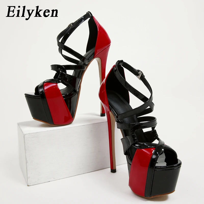 

Eilyken 2026 New Summer Fashion Open Toe Sandals Women Sexy Platform Super Heels Buckle Strap Stripper Shoes