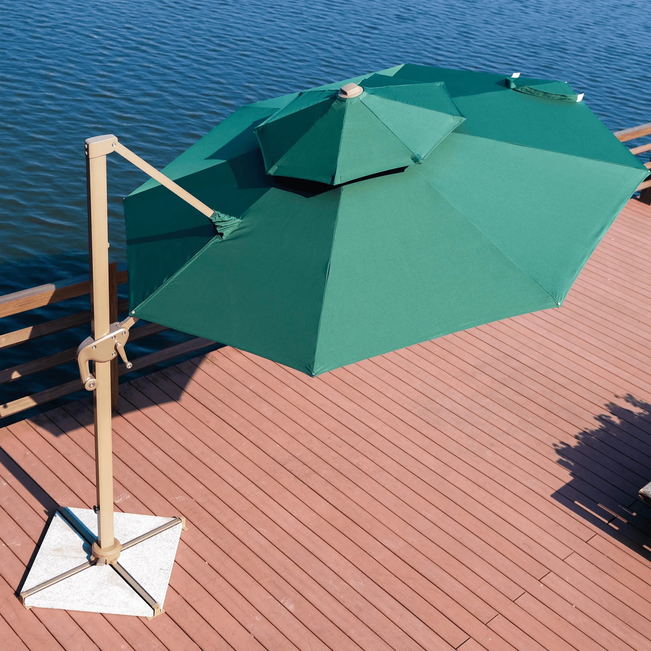Outdoor Restaurant Waterproof Garden Beach Patio Sun Canvas Parasol Iron Umbrella